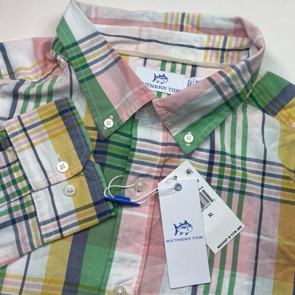 Southern Tide Plaid Madras Performance Button Down Shirt Coastal Passage Mens XL - Picture 1 of 9